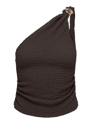ONLY - ONLERIKKA ASSYMETRIC CRINKLE TOP PNT Coffee Bean - Gr. - M