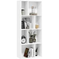 Woltu Bücherregal, 1-tlg., Schrank mit 8 offenen Fächern, Standregal Weiß