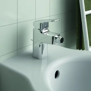 Ideal Standard CeraPlan Bidetarmatur BD278AA Ausladung 94mm, verchromt, mit Metall-Ablaufgarnitur und Easyfix-Befestigung