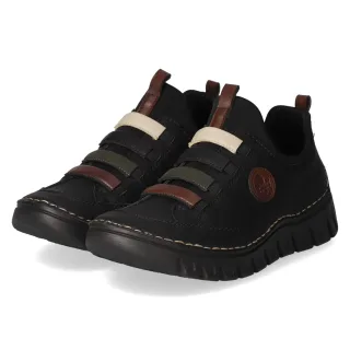 Rieker Slipper  Schwarz - Gr. 37 -  Leder und Textil
