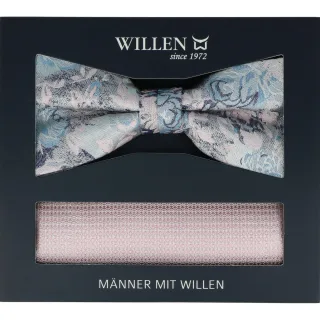 Willen - Schleife und Einstecktuch,Schleife blau,Schleife Hochzeit,Schleife Anzug,Schleife Hemd rosa - Gr. - OS