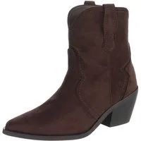 Ital-Design Damen Western Boot Velours-Optik Blockabsatz Westernstiefelette (92157792) Blockabsatz Stiefeletten in Braun