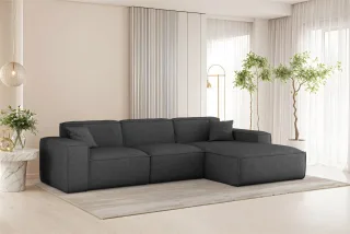 Ecksofa Designersofa CELES PREMIUM in Stoff Artico Anthrazit Ottomane Rechts