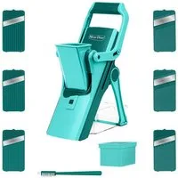 Genius Gemüsehobel Nicer Dicer Mando Gemüseschneider 12-tlg., Mandoline verstellbar, (mit Aufbewahrungsbox 6 Einsätze, Kartoffelschneider Zwiebelschneider), Vegetable Slicer Chopper für Scheiben Julienne mit Reininung Pinsel
