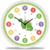 GRAVURZEILE Wanduhr GRAVURZEILE Wanduhr Kinder Dino Motiv - Geräuscharme Kinderwanduhr