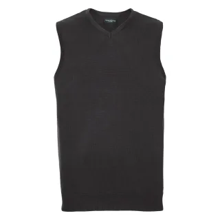 Russell Collection Herren V-Ausschnitt ärmelloses gestricktes Pullover Top / Pullover (Schwarz)