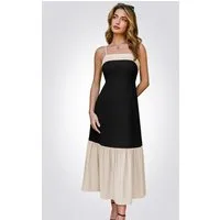 Cupshe Maxikleid Zweifarbiges Midi-Kleid mit Rüschensaum und Trägern