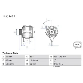 Bosch Lichtmaschine 140A Fiat Ducato Iveco Daily 2,3 0986046210