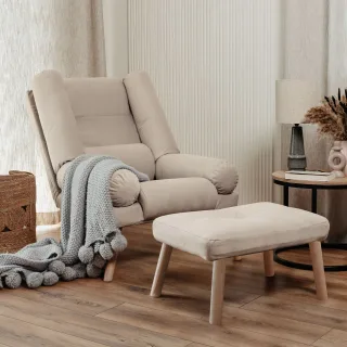 Relaxsessel Sessel ARIEL inkl. Hocker in Stoff Trinity Beige