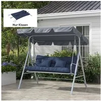 Outsunny Sitzkissen wasserabweisend Stuhlkissen mit Bindebänder, Geknüpftem Design, für Haus, Garten, Sofa, Marineblau
