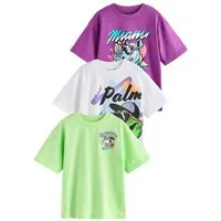 Next Print-Shirt Relaxed Fit Kurzarm-T-Shirts mit Grafik, 3er-Pack (3-tlg)