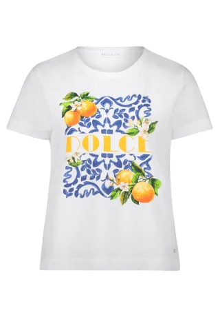 Betty & Co - T-Shirt mit modischem Print weiß - Gr. - L