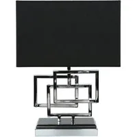 Licht-Erlebnisse Nachttischlampe TEVELL, ohne Leuchtmittel, Modern Silber Schwarz E27 Stoffschirm 49 cm Nachttisch Wohnzimmer