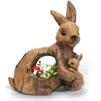 Arnusa Gartenfigur Solar Tierfigur Hase mit Glaskugel und warmweiß LED Beleuchtung, Gartendekoration Solarleuchte Solarlampe