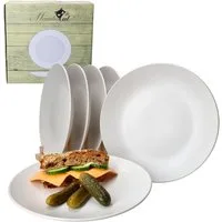 MamboCat Speiseteller 6er Set Essteller flach 27cm White Biata Steingut