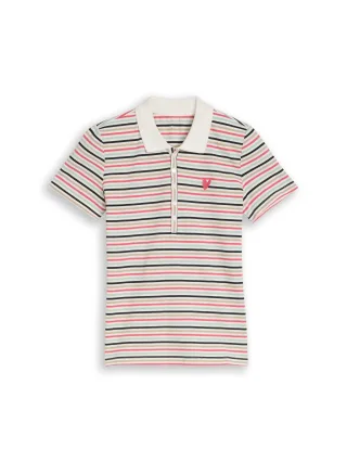 Tom Tailor - Piqué Poloshirt mit Streifenmuster white multicolor stripe - Gr. - XXL