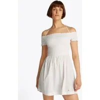 Tommy Jeans Smokkleid TJW RUCHE F&F POPLIN DRESS EXT in Smok-Optik