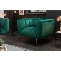 riess-ambiente Sessel NOBLESSE 105cm smaragdgrün / gold (Einzelartikel, 1-St), Wohnzimmer · Samt · Metall · mit Armlehne · Retro