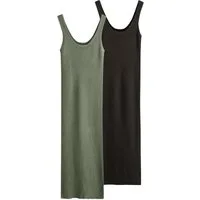 The Set Maxikleid The Set ärmellose Volant-Maxikleider, 2er-Pack (2-tlg)
