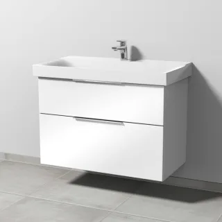 Sanipa 3way Waschtischunterbau zu Geberit Xeno2 Waschtisch mit 2 Auszügen, Weiß-Glanz UF66178