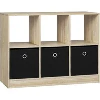 Woltu Bücherregal, mit 3 Schubladen aus Vliesstoff Regal mit 6 Fächern