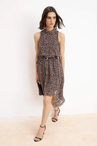 Damen-Midikleid mit Polka-Dots, ärmellos, für Tag und Nacht, Skaterkleid