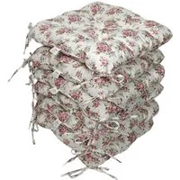 Rattani Sitzkissen Set 6 x Stuhlkissen Sitzkissen Klara 42 x 42 cm Living Rose, Material Living Rose, extra dicke Füllung