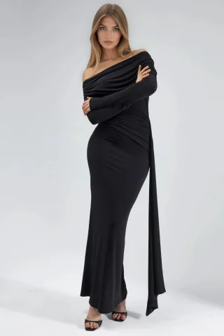 Asymmetrisches Bodycon-Maxi-Kleid mit Schlitz
