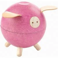 Plantoys Spardose PlanToys- Sparschwein Spardose pink 10,7x10,7x11 cm - 3y+