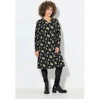 Ulla Popken Midikleid Jerseykleid Blüten A-Linie Tunika-Ausschnitt