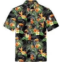 Hawaiihemdshop.de Hawaiihemd Hawaii Hemd Herren Baumwolle Kurzarm Hawaiihemd mit Papageien