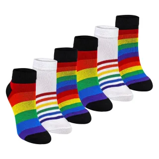 6er Pack Herren Damen Regenbogen Sneaker Baumwollsocken Bunte Streifen-Socken