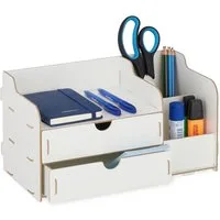 relaxdays Organizer Schreibtisch Organizer mit Schubladen, weiß