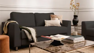 BRUNO Schlafsofa 140cm in Anthrazit | Klassik | stabiles Massivholz & Boxspringkomfort