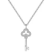 Runde Perlé Kette mit Anhänger Kette mit kleinem Schlüssel Anhänger, Zirkonia Steinchen, 925 Sterling Silber, 18K Gold (inkl. Geschenkverpackung)