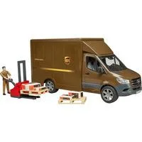MB Sprinter UPS mit Fahrer und Zubehör, Modellfahrzeug braun