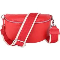 MIRROSI Bauchtasche Damen, Echtleder, Made in Italy, Umhängetasche, Brusttasche, (Schultertasche für jeden Anlass (1 Tasche & 2 Gurte), Crossbody Bag, Navy, gemusterten& verstellbaren Schulterriemen