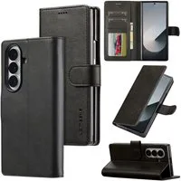 Wigento Handyhülle Für Samsung Galaxy Z Fold7 LC.IMEEKE Kunstleder Premium Hülle Schwarz, Wallet Case mit Kartenfächern und Standfunktion