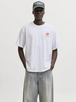 JACK&JONES - JORVACATION TEE SS CREW NECK TG Bright White - Gr. - M