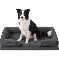 FEANDREA Tierbett Bezug abnehmbar, waschbar, rutschfest, Innenfutter wasserabweisend, Hundebett, erhöhter Rand, Noppenschaumstoff, 104 x 69 x 17 cm