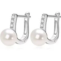 ROUGEMONT Perlenohrringe Extravagante Moissanit Perlen Creolen Ohrringe 925 Sterling Silber, Echtschmuck mit Echtheitszertifikat