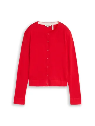 Tom Tailor - Cardigan mit Seidenanteil soft scarlet red - Gr. - L