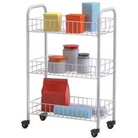 Metaltex Küchenwagen Siena Allzweckwagen 3 Etg. 41x23x63cm, plastifiziert Rollwagen, aus beschichtetem, stabilem Draht gefertigt