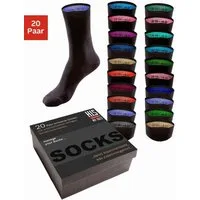 H.I.S Socken für Damen und Herren, perfekt zu sortieren mit farbigem Innenbündchen. (Box, 20-Paar, Gr. 35-38 bis 47-48) in praktischer Geschenkbox, für Beruf und Freizeit