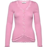 rosemunde Strickjacke Babette Silk Cardigan mit Seide Vintage-Spitzenbesatz, Perlmuttknopfleiste, Langarm, Seidenmix