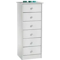 IDIMEX Kommode RONDO, Kommode Hochschrank mit 6 Schubladen Highboard Kiefer massiv lackiert