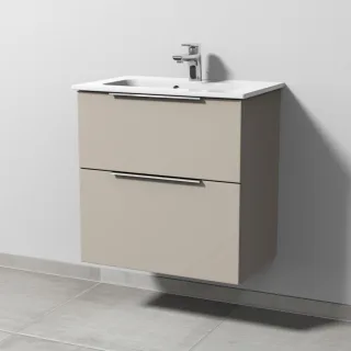 Sanipa 3way Waschtischunterbau zu Duravit ME by Starck Waschtisch mit 2 Auszügen, Kaschmir-Matt UP7221U