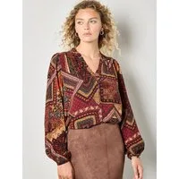 Apricot Klassische Bluse Bluse mit Patchwork-Muster