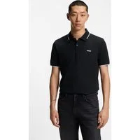 HUGO Poloshirt Dinoso Kragen mit kontrastfarbigem Streifen, Slim Fit, Logodruck