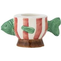 Bloomingville Kerzenhalter Codia Teelicht- und Kerzenhalter, Pink, Steingut, Fisch Kerzenhalter, Teelichthalter, Tierfigur Deko, Handbemalt